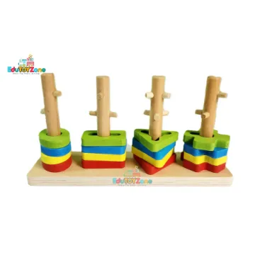 Show details for Wooden Unlock 4 Column Shape Puzzle Picture of Wooden Unlock 4 Column Shape Puzzle
