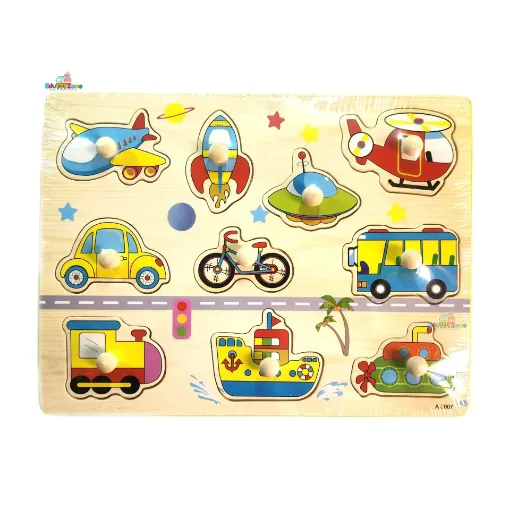 Picture of Matching Puzzle Wooden Pin Board - Vehicles