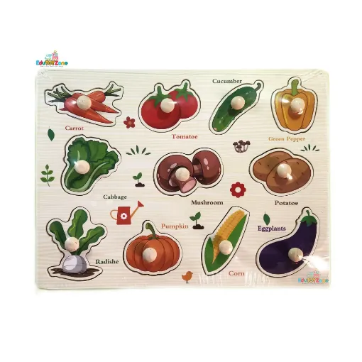 Picture of Matching Puzzle Wooden Pin Board - Vegetables