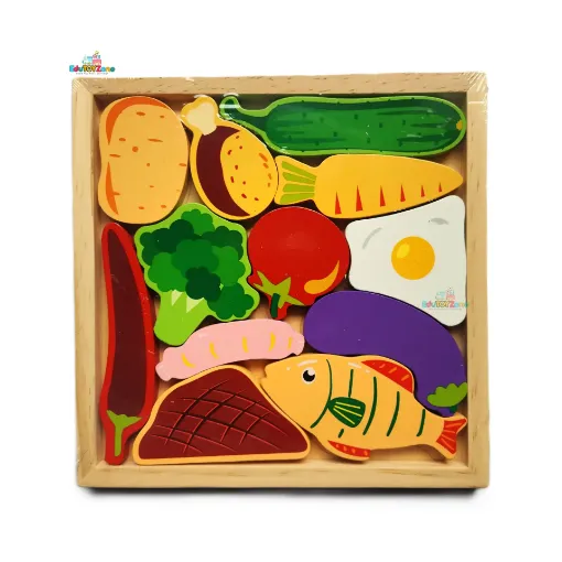 Picture of Wooden 3D Cartoon Block Puzzle - Food