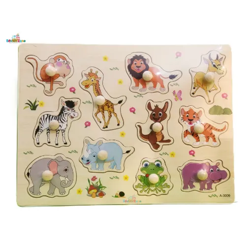 Picture of Matching Puzzle Wooden Pin Board - Animal - A-3009