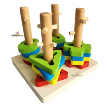 Show details for Wooden Unlock 4 Column Shape Puzzle - Square Picture of Wooden Unlock 4 Column Shape Puzzle - Square