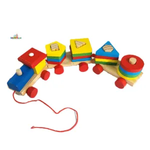 Wooden Set Column Three Car or Train