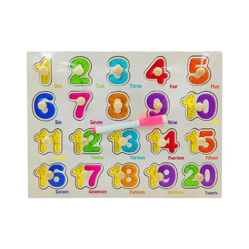 Picture of Matching Puzzle Wooden Pin Board - Number 123 With Sketchpad