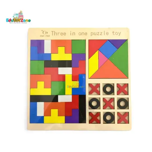 Picture of Wooden Three In One Intelligence Puzzle