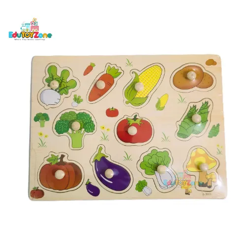 Picture of Matching Puzzle Wooden Pin Board - Vegetables - A - 3013