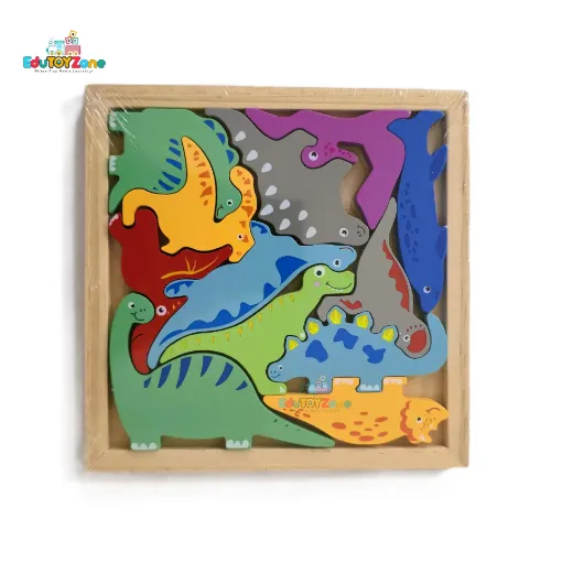 Picture of Wooden 3D Cartoon Block Puzzle - Dinosaur World