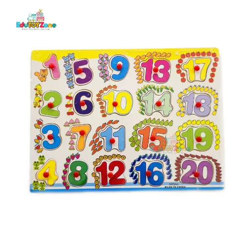 Picture of Number 123 Wooden Puzzle Board With Plastic Pin