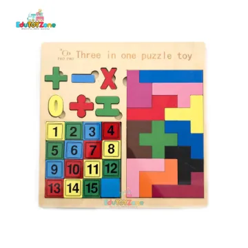 Show details for Wooden Three In One Intelligence Puzzle- Number Picture of Wooden Three In One Intelligence Puzzle- Number