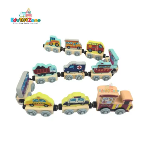 Picture of Magnetic Wooden Train With Vehicles