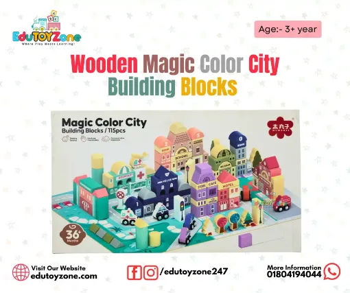 Picture of Wooden Magic Color City Building Blocks 115 pcs