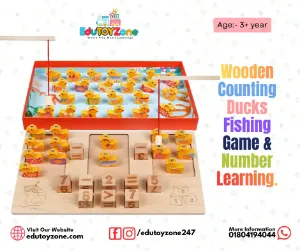 Wooden Counting Ducks Fishing Game & Number Learning.