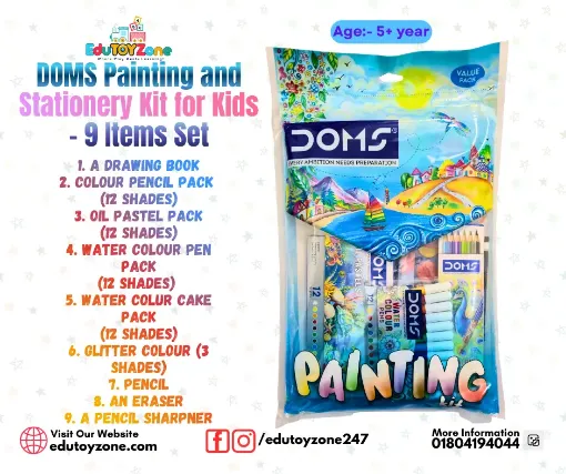 Picture of DOMS Painting and Stationery Kit for Kids – 9 Items Set