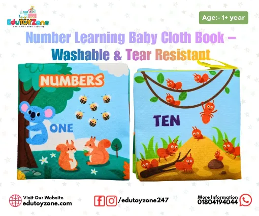 Picture of Number Learning Baby Cloth Book – Washable & Tear Resistant