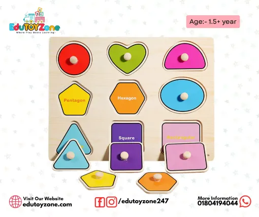 Picture of Matching Puzzle Wooden Pin Board - Shapes- A3005