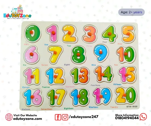 Picture of Number 123 Wooden Puzzle Board With Plastic Pin