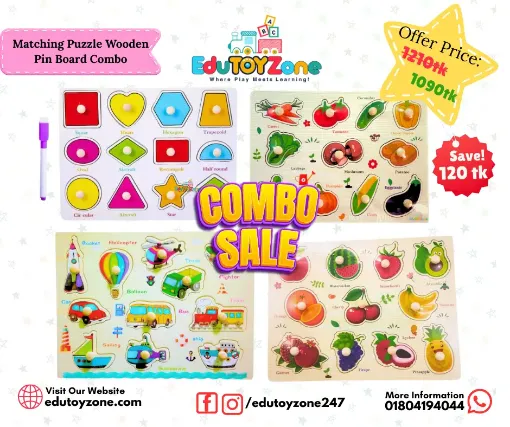 Picture of Matching Puzzle Wooden Pin Board Combo