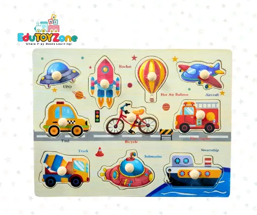 Picture of Matching Puzzle Wooden Pin Board - Vehicles Y-005