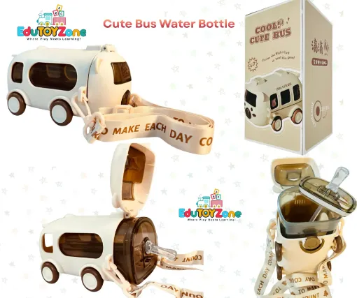 Picture of Cute Bus Design Leakproof Straw Water Bottle 500 ml for Kids