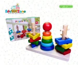 Wooden Three Column Rainbow Tower with Unlock