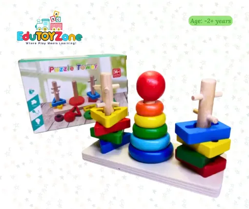 Picture of Wooden Three Column Rainbow Tower with Unlock