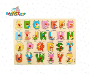 ABCD Alphabet Wooden Puzzle Board With Plastic Pin GTW - 3026