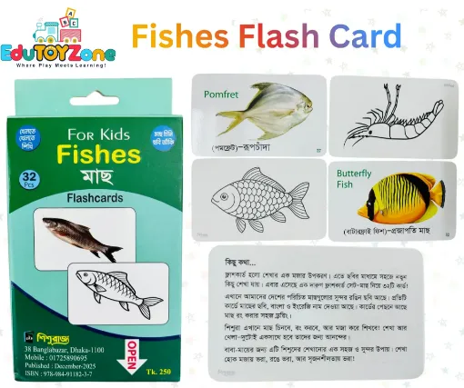 Picture of Bangla English written Fishes Flash Card For Kids
