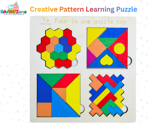 Picture of Wooden Four In One Intelligence Creative Pattern Learning Puzzle Board