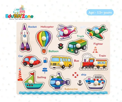 Picture of Matching Puzzle Wooden Pin Board - Vehicle A-3021