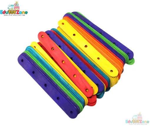 Picture of Coloured Wooden Craft Sticks with Holes