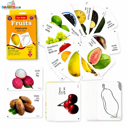 Picture of Bangla English written Fruits  Flash Card Quality Version
