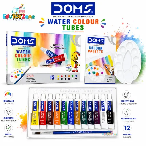 Picture of DOMS 12 Shades Water  Colour Tubes with Palette
