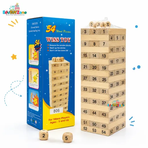 Picture of 54 Pieces Numbers Block Wiss/Jenga Toy (Dominos)