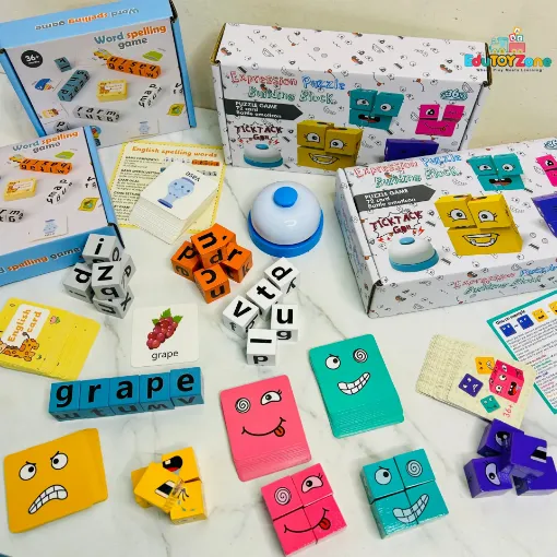 Picture of Word Spelling & Facial Expression Game Combo with Bell