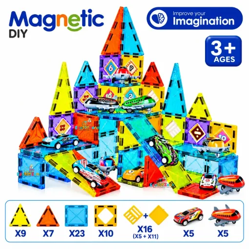 Picture of Magnetic Tiles Building Set for Kids (75 Pcs)