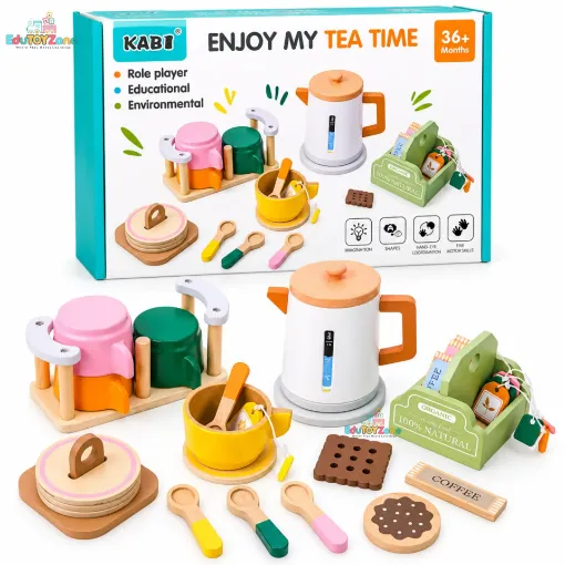 Picture of Wooden Tea Set for Kids – Pretend Play Toy