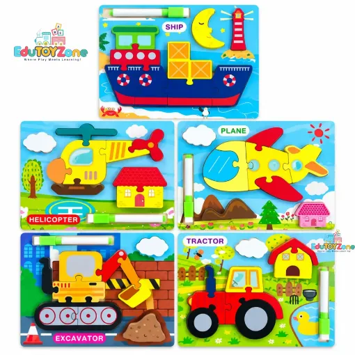 Picture of Colorful Jigsaw Puzzle with White Board