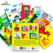 Goofi Value Series – English Moral Story Books (5 Pcs) showing all five colorful illustrated children's books alongside the back cover of the Value Series box with book titles, story illustrations and series information.