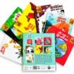 Goofi Borno Golpo 1 (বর্ণগল্প ১) – 6 Books Set showing six colorful illustrated Bengali children's storybooks alongside the turquoise back cover with all six book titles, cover illustrations, series description and barcode.